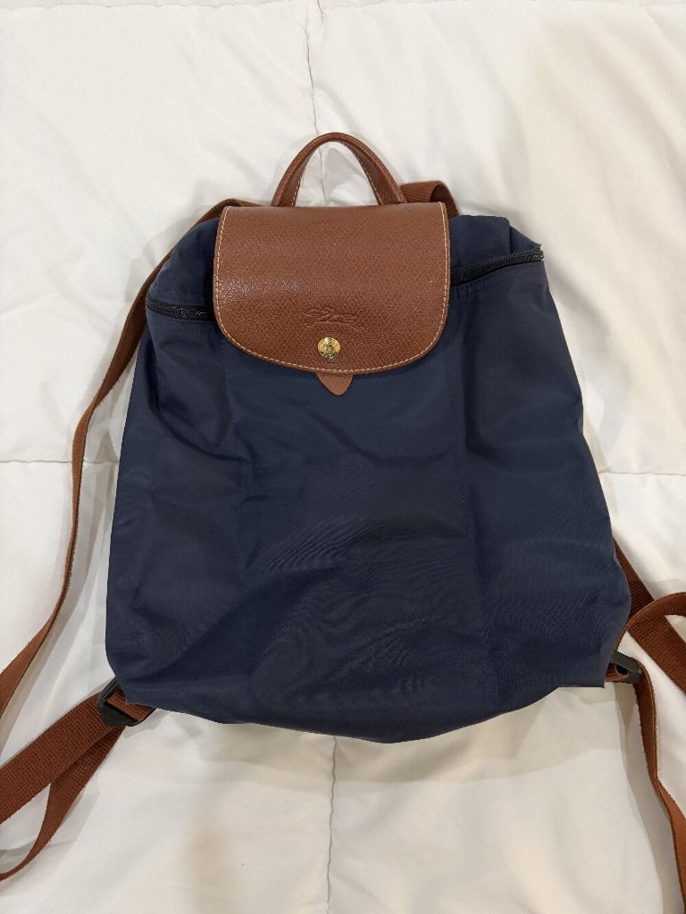 Longchamp Le Pilage Medium Backpack in Navy Blue